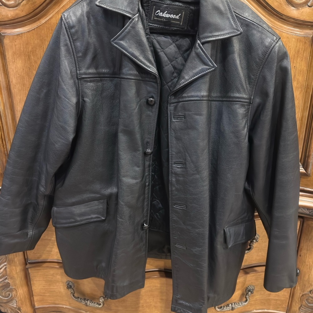 Black Leather Men's Coat OAKWOOD 1X
